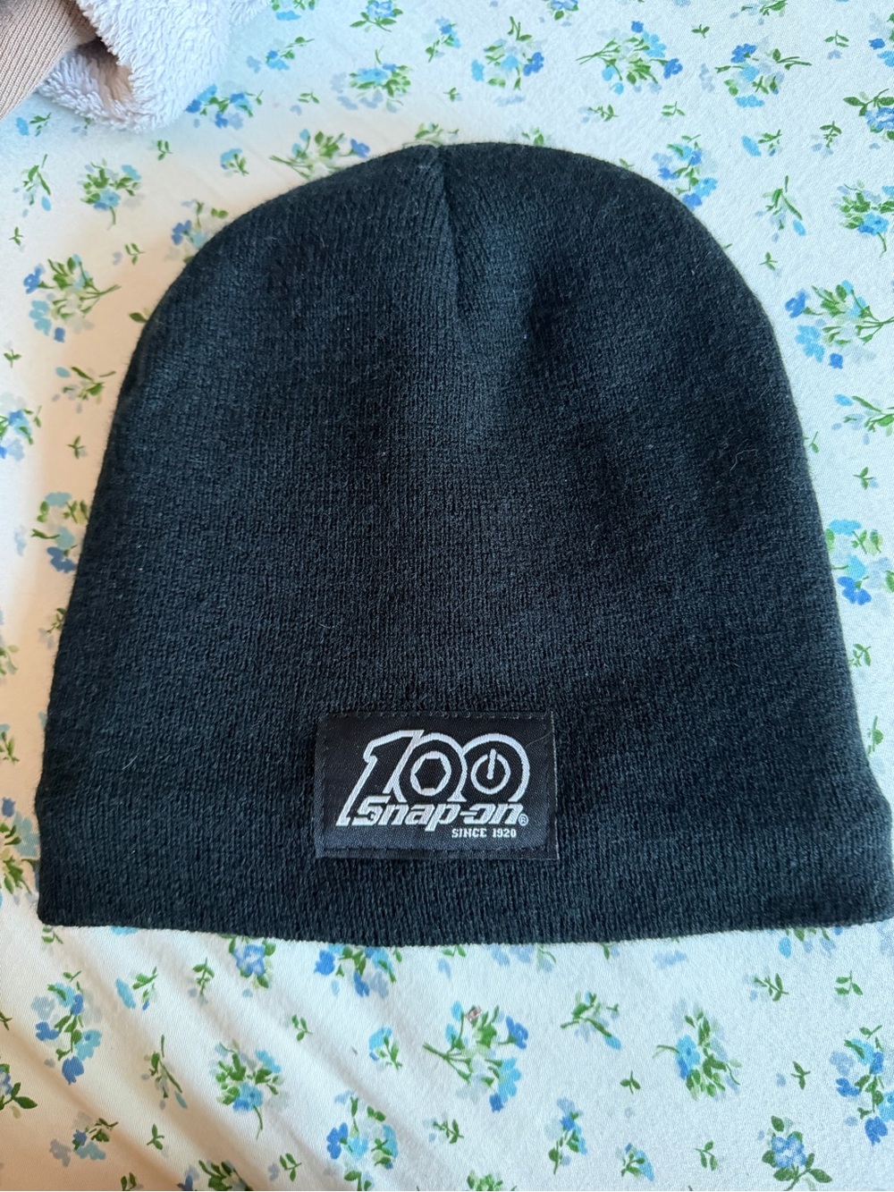 Snap Black Knit Beanie with 100 Logo Patch